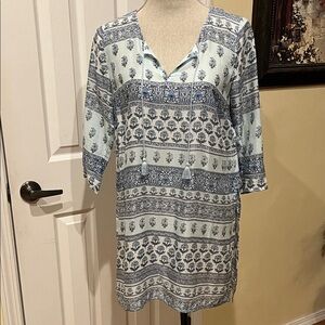 J. Jill Floral Blue and White Tunic